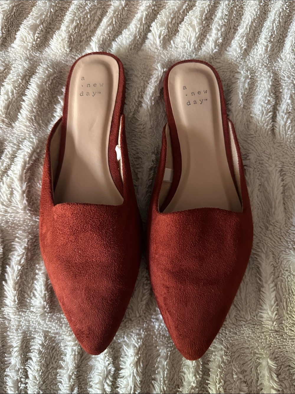 a new day Rust Suede Pointed Slingback Mules